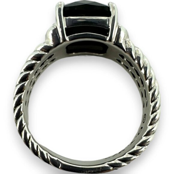 David Yurman 925 Sterling Silver Petite Wheaton Ring Black Onyx and Diamonds - Picture 6 of 6
